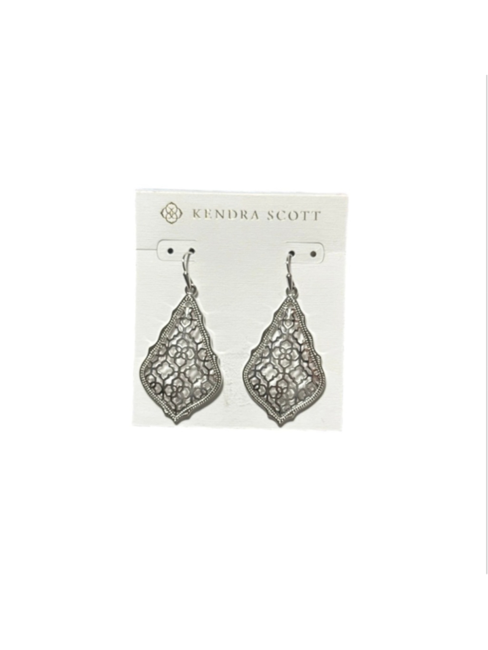 Kendra Scott Drop Earrings Rhodium, Silver. Filigree design. Earwire. New